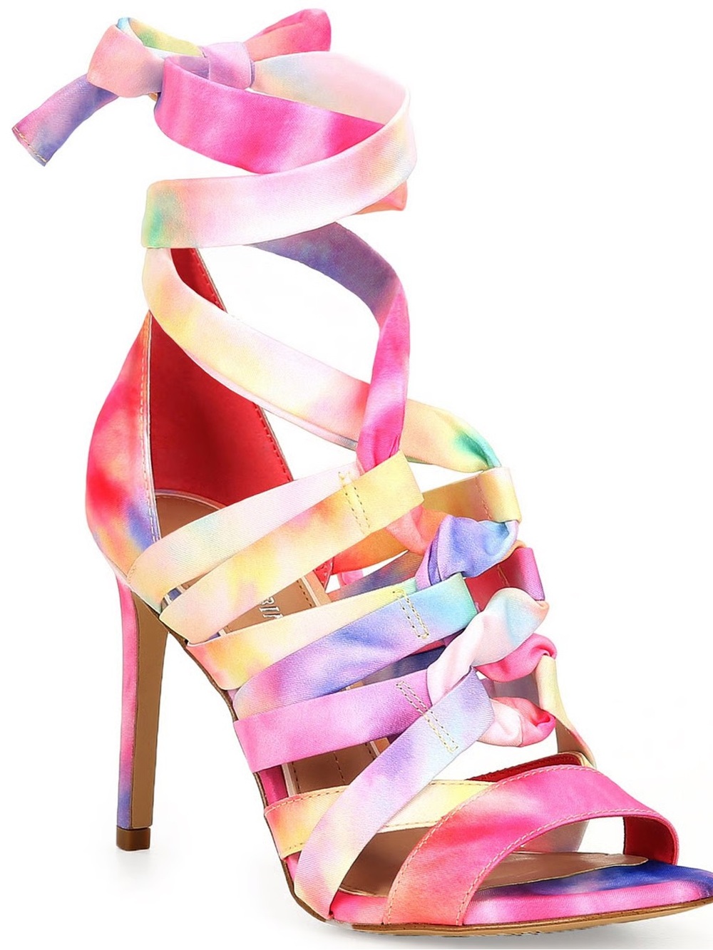 Gianni Bini Multicolor Satin Wrap High Heel Sandal